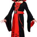 ThinkMax Halloween Vampire Costume for GirlsKids Royal Queen Skirt for Halloween Dress Up Party (Small)