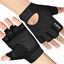 RDX Weight Lifting Gloves Gym Fitness Workout, Anti Slip Palm Protection Half Finger Exercise Glove for Powerlifting Deadlifting Bodybuilding Calisthenics Cycling Rowing Climbing Training, Men Women (Large, Black)