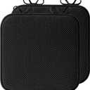 puredown Chair Cushions for Dining Chairs, Set of 2 Memory Foam Seat Cushions with Non-Slip Backing & Ties, 16" x 16" x 1.5", Comfortable & Supportive Dining Chair Pads for Kitchen, Black