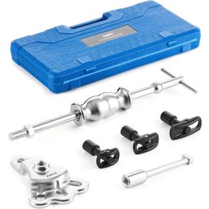 Orion Motor Tech Rear Axle Bearing Puller Tool Kit and Slide Hammer Set, Axle Seal and Bearing Remover Set with Slide Hammer Yoke and 3 Rear Axle Puller Adapters, 1-1/4" to 2-7/8" IDs
