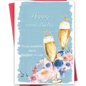3 x Happy Anniversary Card For Son and Daughter-in-Law,Wedding Gifts, Eco-Friendly with Premium Envelope 5.3in x 8in
