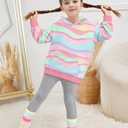 BAVADER Toddler Girl Clothes 4t 3t Girl Clothes 3t Girls Clothes 4t Cute Toddler Girls Clothes Little Girls' 2 Piece Outfits with Pocket Long Sleeve Hoodie Top Sweatpants Fall Winter Spring Pink Waves