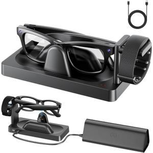 Charging Dock for Meta Ray-Ban Display Smart Glasses & Meta Neural Band,OLCLSS 3-in-1 Charging Station for Meta Display with Anti-Slip Stable Base,LED Indicator,USB Output, Smart Glasses Charger Stand