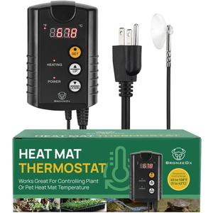 Digital Thermostat Temperature Controller for Heat Mats, 1000W ETL Listed  Precise Temperature Control for Seed Germination, Reptiles & Brewing (Heat Mat Not Included)