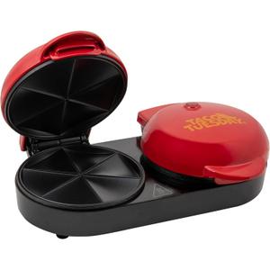 Nostalgia Taco Tuesday Double Street Taco Quesadilla Maker  Two Side-By-Side 5 Inch 6 Wedge Cooking Surface for Beef, Steak, Chicken, Bean, Veggie, and Cheese Street Taco-Sized Quesadillas - Red