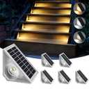 Solar Step Lights Outdoor Waterproof, 6 Pack Triangle LED Deck Lights, IP65 Waterproof Solar Powered Lights for Stairs, Fence, Patio, Yard, Warm White