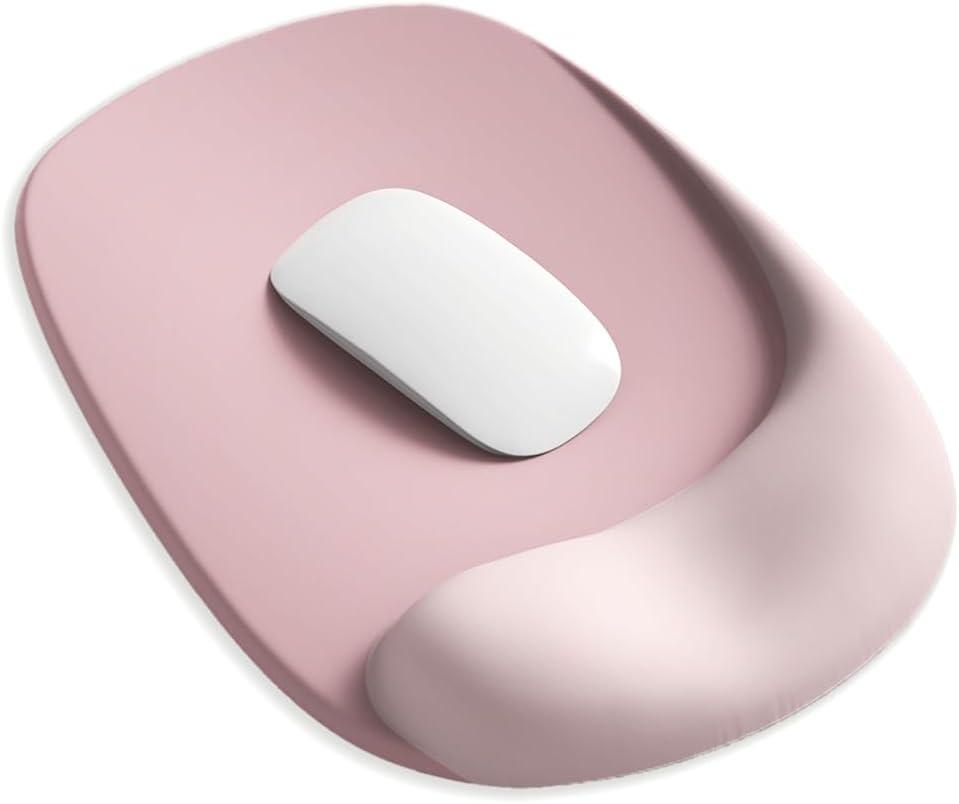 ErgoEase Ergonomic Mouse Pad with Gel Wrist Support - Premium Lycra Fabric, Non-Slip, Ideal for Laptop & Desktop, Office & GamingDesk Accessories (06Pink Serenity)