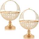 Crystal Candy Bowl Holder, Decorative Fruit Bowl Stand, Flower Basket Ornament, Home Decor, for Displaying Fruits or Artificial Flowers, Table Centerpiece (Gold, 2 Pcs L)