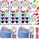 Sabary 12 Pack Valentines Day Watercolor Paint Sets Gifts Washable Watercolor Paintings with Card and 20 Meters Red Rope for Art Gifts Exchange Bulk