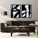 Black and White Wall Art Abstract Modern Painting Minimalist Line Canvas Wall Art Decor Black And White Poster Abstract Artwork Prints for Living Room Bedroom 16x24 Inch Wood Framed Set of 2