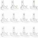 Artliving 3 Inch Clear Plastic Easels or Stand/Plate Holders to Display Pictures or Other Items at Weddings, Home Decoration, Birthdays, Tables (12 Pack)