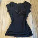 Grunge Emo Goth Shirts Y2k Lace Bow Coquette Babydoll Tops Women Vintage Graphic Tee 2000s Summer Crop Tops, M