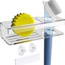 NiHome Acrylic Sponge Holder for Kitchen Sink, Compatible with Scrub Daddy Holder, Sink Caddy Kitchen Organizer with Suction Cups & Adhesive Mounting for Sponge, Soap, Dish Brush, Scrubber