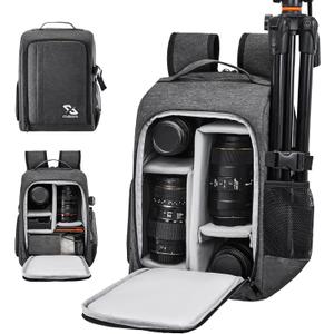 Golkcurx Camera Bag for DSLR/SLR CamerasCamera Backpack Waterproof for Photographers Dark Grey S