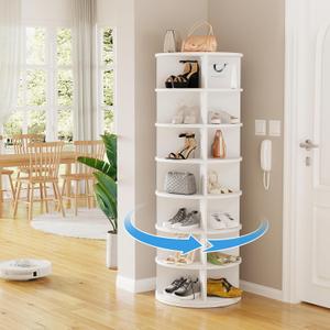 Rotating Shoe Rack,360Spinning Shoe Rack Tower for Entryway Living Room Hallway,7-Tiers Revolving Free Standing Shoe Storage Organizer, Holds Up to 28 Pairs of Shoes