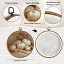 TLESKE Vintage Fall Pumpkins Round Wall Art Decor Framed 10x10, Autumn Rustic Farmhouse Canvas Wall Art Prints Artwork, Thanksgiving White Pumpkins Wall Hanging Room Door Decor for Living Room Bedroom