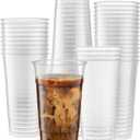 Crystal Clear PET Cups for Iced Coffee,Milkshake, Cold Drinks, Slush, Smoothy's, Slurpee, Ice cream, Dessert, Party's, Plastic Disposable Cups (50, 32 oz)