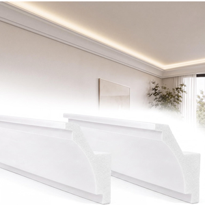 Pushglossy 9 PC 47.2"(Total 35.4ft) Ceiling Crown Molding with LED Duct Kit