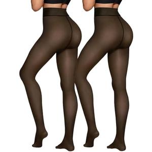 X-CHENG Fleece Lined Tights Sheer Women - Fake Translucent Warm Pantyhose Leggings Sheer Thick Tights for Winter, M