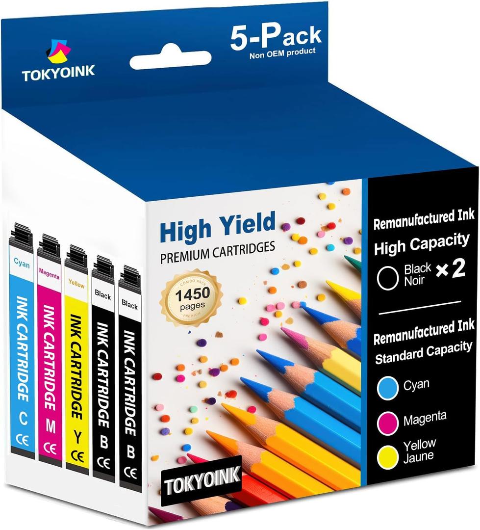 TOKYOINK 232XL Ink Cartridges Combo Pack Remanufactured Replacement for 232 Ink Cartridge 232 XL T232XL for WF-2930, WF-2950, XP-4200, XP-4205 Printer Ink (2 Black, Cyan, Yellow, Magenta 5 Pack)