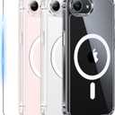 FNTCASE for iPhone 17e & iPhone 16e Case Clear: Magnetic Cases with 1 Pack Screen Protector Compatible with Magsafe Anti Yellowing Shockproof Protective Transparent Cell Phone Cover (A-Clear)