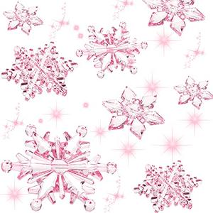 Boao Pink 45 Pcs Acrylic Crystal Snowflakes Ornaments, Clear Hanging Snowflake Decorations for Christmas Xmas Tree Festival Winter Wonderland Party Wedding Decor, 3 Styles