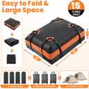 DUMOS Car Rooftop Cargo Carrier 15 Cubic Feet, Car Roof Waterproof PVC Bag, with Anti-Slip Mat, Combination Luggage Lock, Reinforced Straps & Door Hooks, Fit Vehicles with/Without Roof Racks