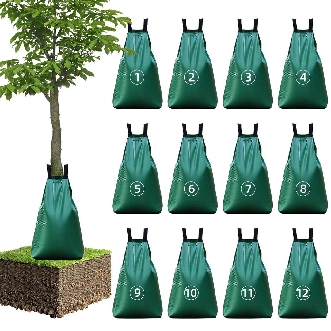 12 Pack 20 Gallon Tree Watering Bags, Reusable, Heavy Duty, Slow Release Water Bags for Trees, Premium PVC Tree Drip Irrigation Bags