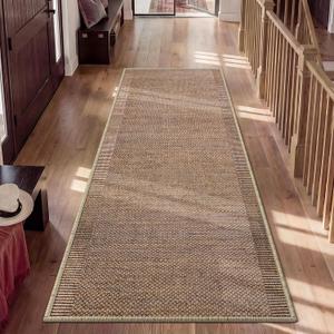 Hallway Runner Rug 2x8, Non Slip Washable Kitchen Runners Mat, Thin Entryway Floor Mat Fit Under Door, Soft Low Pile Indoor Carpet for Laundry, Evening Glow