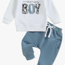 Toddler Baby Boy Fall Winter Clothes Outfits Funny Letter Sweatshirt Pants Set Infant Clothes 6 12 18 24 Months 2T
