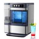 Nugget Ice Maker Countertop 44 Lbs/24h, Chewable Nugget Ice Machine with Side Water Tank, Ready in 5-10 Mins, Self-Cleaning Pellet Ice Machine,Stainless Steel,Scoop Included