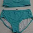 CharmLeaks Women's Bikini Sets High Neck Two Piece Swimsuits Sport Bathing Suits (Medium, #1f Pale Aqua)