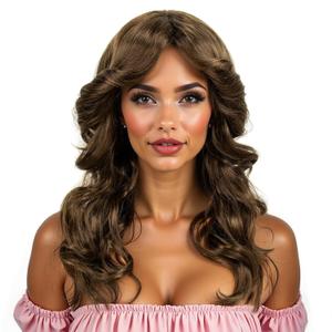 70s Disco Wig Farrah Fawcett Wigs for Women Lady Natural Synthetic Full Wigs Vintage Cosplay Costume Hair Wig (Brown)