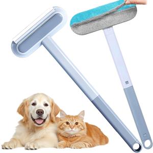 Pet Hair Remover for Furniture, 23.4Inch Reusable Lint Brush for Dog Cat Hair 4-in-1 Multifunctional Fur Removal Tool with Long Handle, Gentle on Couch, Carpet, Car Seat, Bedding and Clothes, 2-Pack
