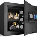 1.0 Cub Biometric Safe Box with Fireproof Bag, Quick-Access Fingerprint Safe with Keys, Digital Keyboard, Type-C Port, Dual Alarm System Safety Box for Home, Office, Hotel Use