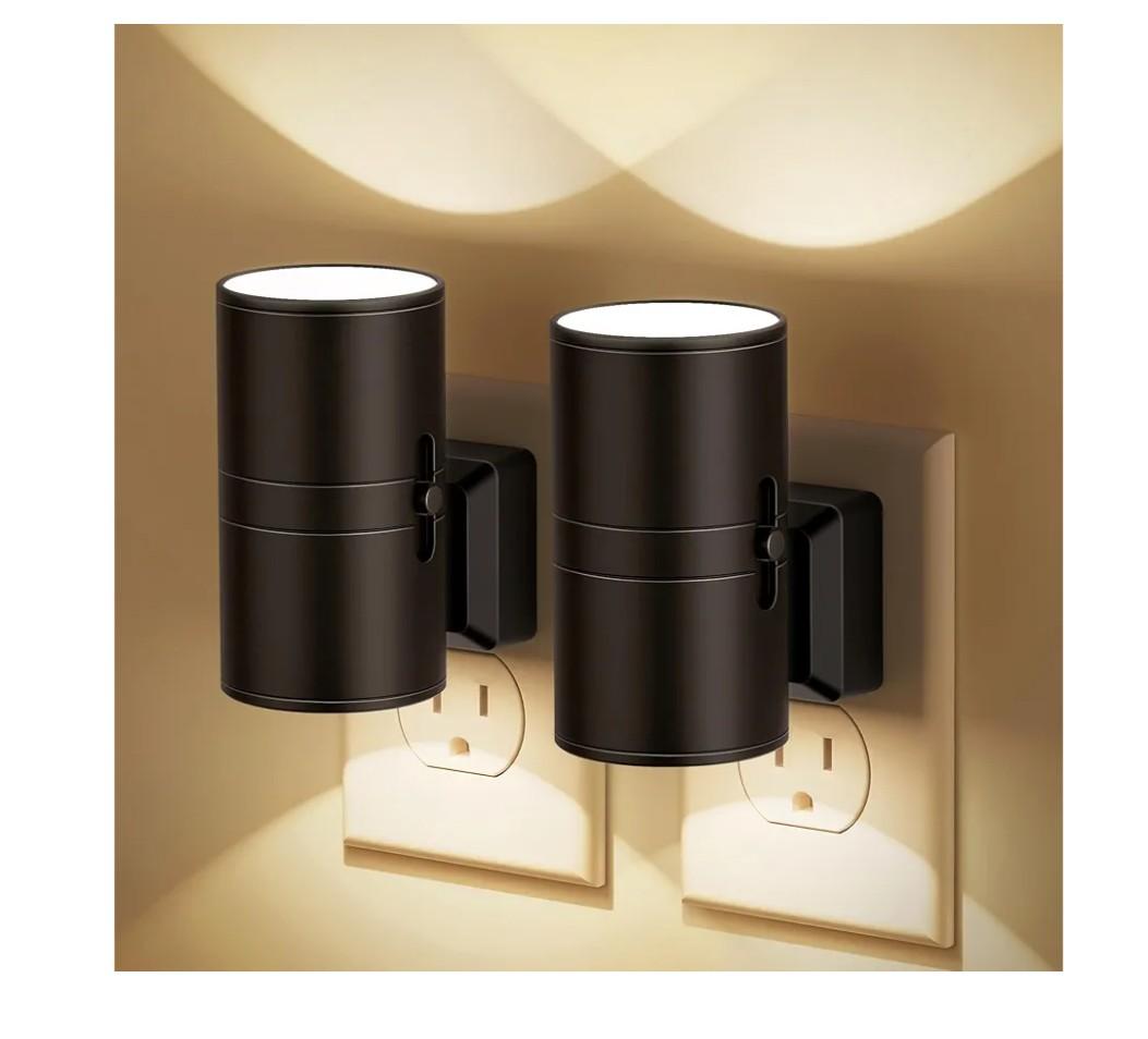 Night Lights Plug into Wall, Dimmable Night Light Plug in, Modern Night Lights with Dusk to Dawn Light Sensor, Soft White 3000K, 0-100LM Adjustable Brightness Nightlight for Hallway Bedroom, 2 Pack