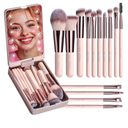 BS-MALL Makeup Brushes Foundation Powder Concealers Eye Shadows Makeup Set with LED light Mirror 14 Pcs Mini Makeup Brushes (APINK)