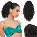 BARSDAR Short Ponytail Extension for Women - 12 Inch Claw Clip Ponytail Hair Extensions - Multi Layered Wavy Black Ponytail Soft Synthetic Clip in Pony Tails Hairpieces - Black Brown