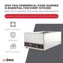 Winco FW-S500 Commercial Portable Steam Table Food Warmer 120V 1200W,Stainless Steel,Large