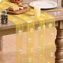Artoid Mode Yellow Daisy Gauze Embroidery Table Runner 120 Inch 10FT, Tulle Seasonal Spring Kitchen Dining Holiday Table Decor for Home Party