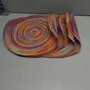 Leegood 15Inch Round Placemats for Dining Table - Heat-Resistant Non-Slip Polyester Ramie Blend, Oil-Proof Reusable Easy-Clean Kitchen Mats for Home & Restaurant (6-Pack) (Rainbow Red)
