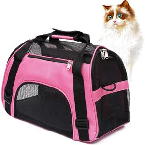 MuchL Cat Carrier for Small Cats Soft-Sided Pet Carrier for Cats Puppies Small Pets Airline Approved Lightweight Comfortable Travel Cat Carrier (Small, Pink)