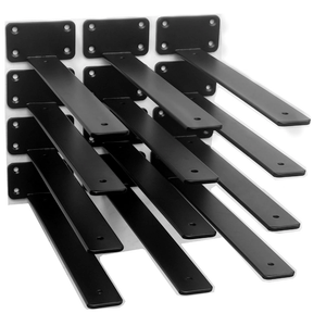 12 Pack  12 inch Black Hidden L Shelf Bracket (1/5 Inch Thicked) Iron Floating Shelf Brackets Rustic Industrial Metal Brackets for Shelf Support