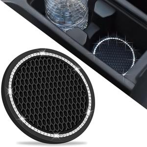 Car Cup Holder Coasters, Bling Cup Holder Insert Coaster Car Interior Accessories-2.75 inch Silicone Anti Slip Car Coaster-Universal (Pack of 2)