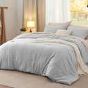 Bedsure Full Size Comforter Set, Light Grey Soft Prewashed Bedding for All Seasons, 3 Pieces GentleSoft Warm Down Alternative Bed Set, 1 Lightweight Comforter (82"x86") and 2 Pillowcases (20"x26")