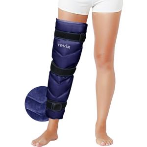 REVIX Large Leg Ice Pack Reusable, Gel Ice Wrap with 3 Straps for Leg, Hip, Thigh, Knee and Shin, Cold Compress Therapy for Post-Workout Recovery, Navy