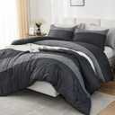 Litanika Comforter King Size Set Black White Grey - 3 Pieces Lightweight Bedding Comforter Set, Fluffy Down Alternative Comforter (1 Comforter, 2 Pillowcases)