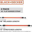Black+Decker BDX1012 Black/Orange 48" Flat Bungee Cord Straps, 2 Pack