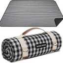 Picnic Outdoor Blankets Waterproof Extra Large - Beach Mat Sand Free Foldable with Carry Strap | Portable Camping Blanket | Park Blanket for Grass Park, Hiking, Travel, Concerts, Indoor (Black), 78*57inch