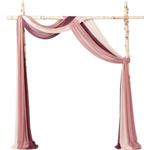 Ling's moment Wedding Arch Draping Fabric,3 Panels 20Ft Burgundy Dusty Rose | 3 Panels, 20Ft Chiffon Fabric, Sheer Draping, For Wedding Ceremony Reception Backdrop Party Swag Home Decor